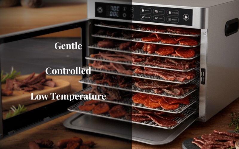 Air-drying at 50–75°C in the Pondicherry facility