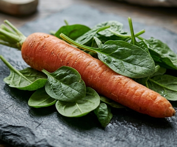 Spinach and carrot — prebiotic fibre for gut microbiome balance