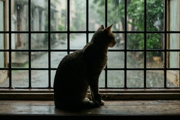 Cat on windowsill during Indian monsoon — formulated for where they live