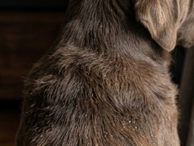 Dog with dull coat and low energy - common signs of poor quality pet food