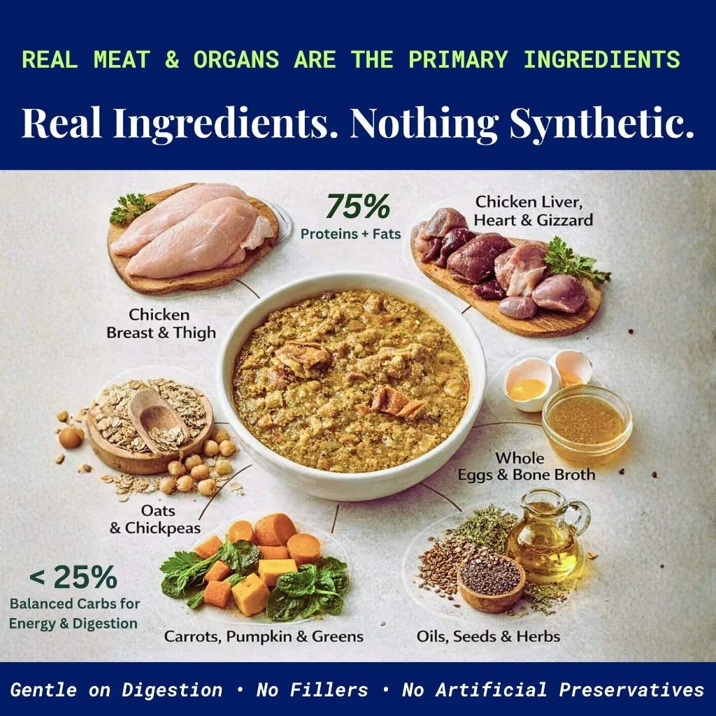 Dog food made from real ingredients only