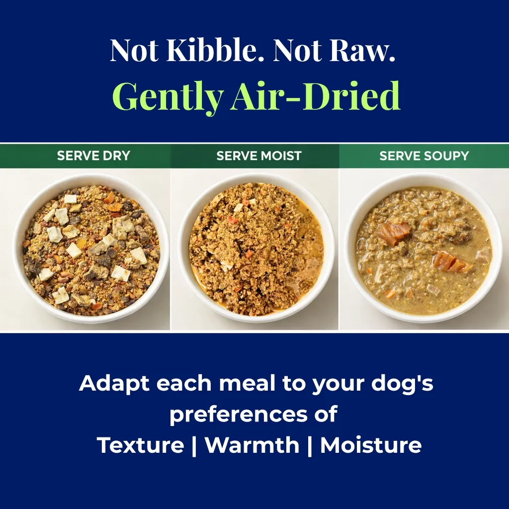 three ways to serve | Dry | Moist | Soupy